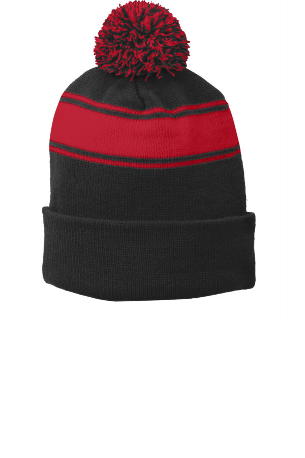 Mahaska Health Sport Tek Pom Pom Stripe Beanie STC28 - Image 2